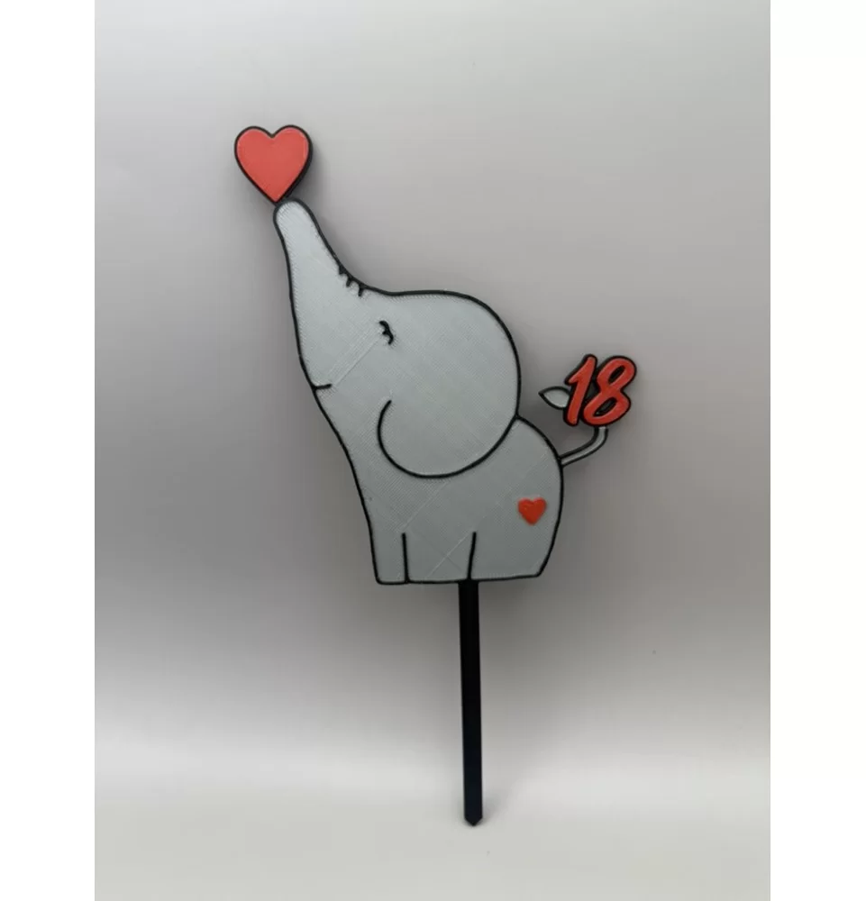 Zápich do dortu slon se srdíčkem – číslo na přání